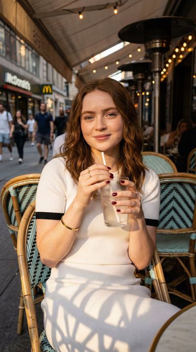 Sadie Sink’s Relaxing Moment in the Sunlit Streets