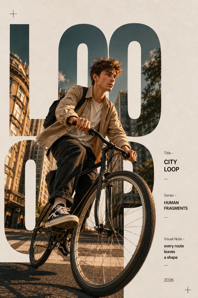 A cyclist races through golden hour in a minimalist poster