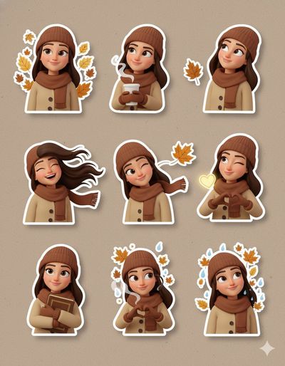 Cozy November: Your Photo Transformed into Whimsical Stickers!