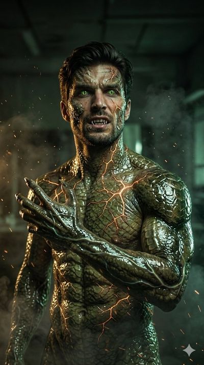 Human-to-Reptile Metamorphosis in Cinematic Detail