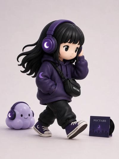 Streetwear vinyl figure displays trendy outfit of the day