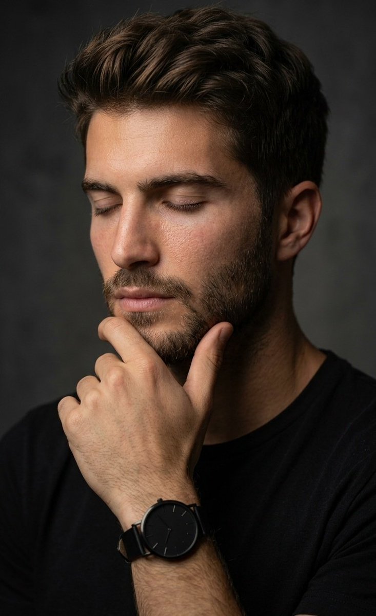 Contemplative Portrait in Dramatic Cinematic Light