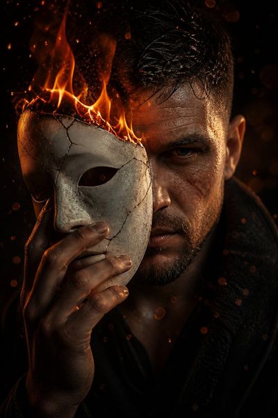 The Mask of Flames: A Portrait of Inner Struggle