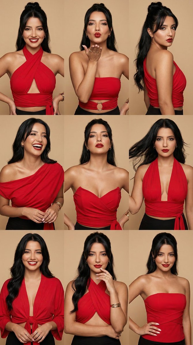 Crimson Elegance: Nine Faces of Glamour