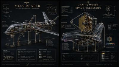 Reaper drone interior reveals precise mechanical reliquary in smoked glass