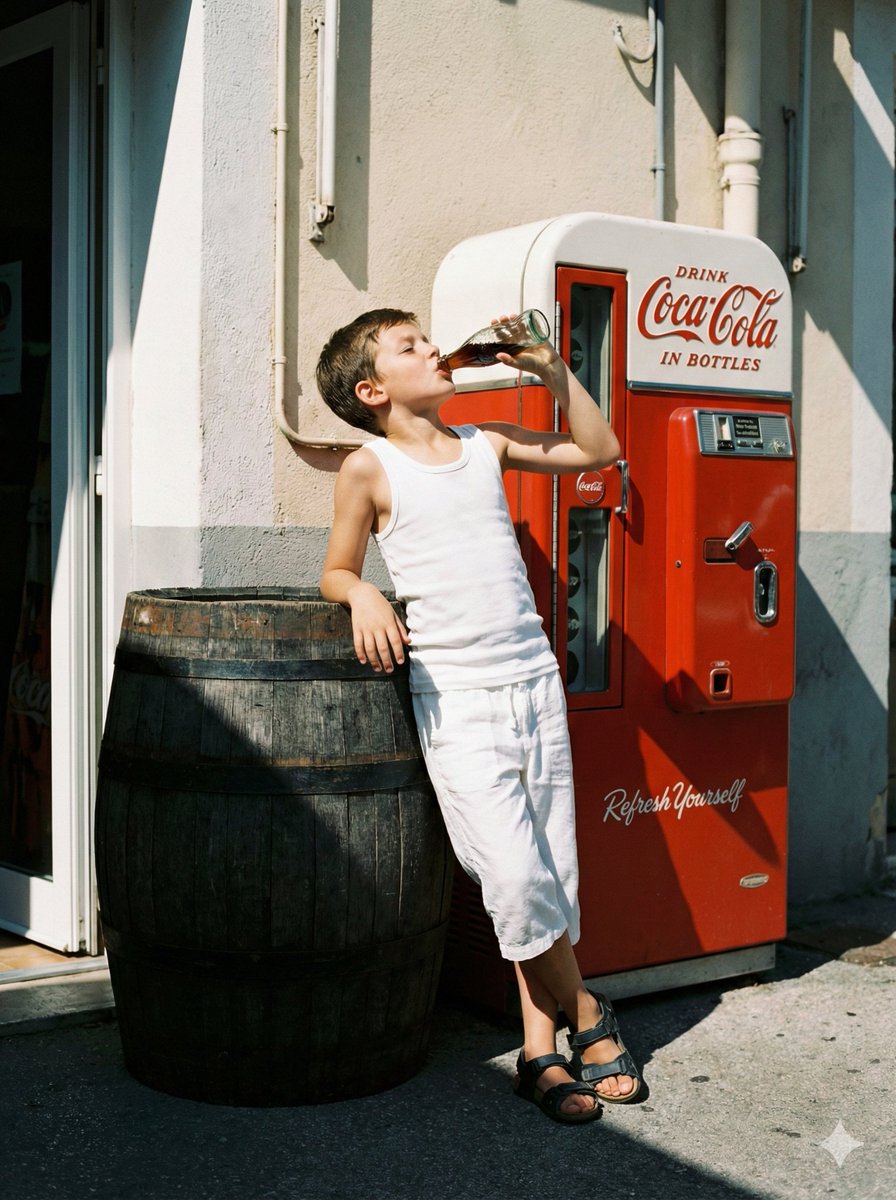 Nostalgic Sips: A Boy's Summer Moment