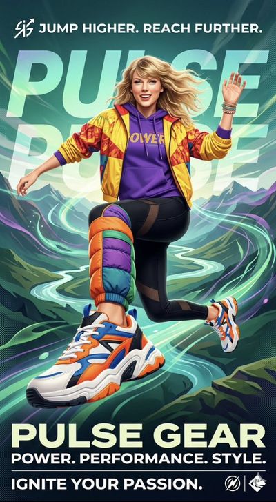Dynamic Leap Through Neon Mountains