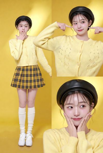 Youthful Korean Fashion in Vibrant Yellow Studio