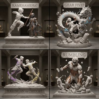 Frozen in Marble: Heroes vs Villains in Iconic Battle