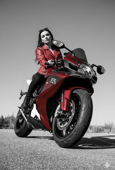 Crimson Reign: Low-Angle GSX-R Power Portrait