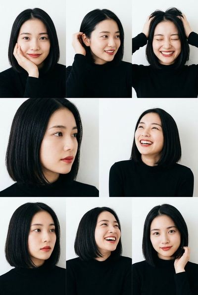 Expressive Portrait Grid Captures Every Shade of Her Smile