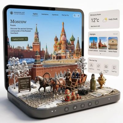 Russian Travel Diorama Reveals Moscow's Red Square from a Tablet