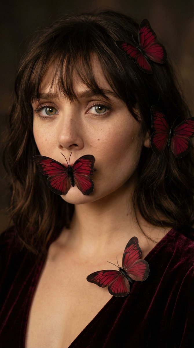 Whimsical Portrait of a Woman with Butterflies