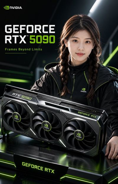 NVIDIA GeForce RTX 5090 dominates as a futuristic tech masterpiece