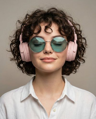 Teal Reflections & Pink Headphones