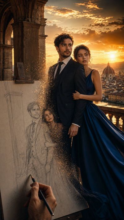 Golden Hour Romance: Sketch to Life on a Historic Balcony