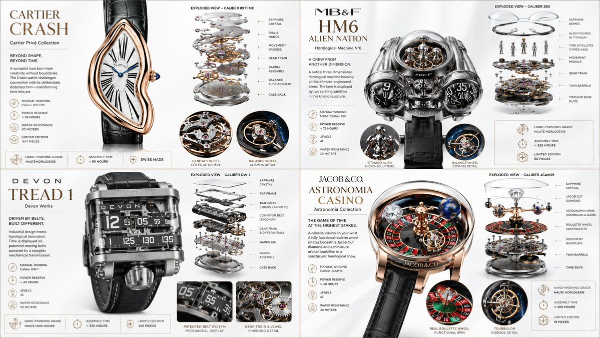 A mechanical watch movement floats in perfect transparent alignment