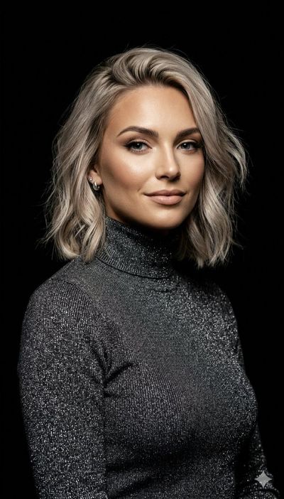 Ash-Blonde Elegance in Metallic Charcoal