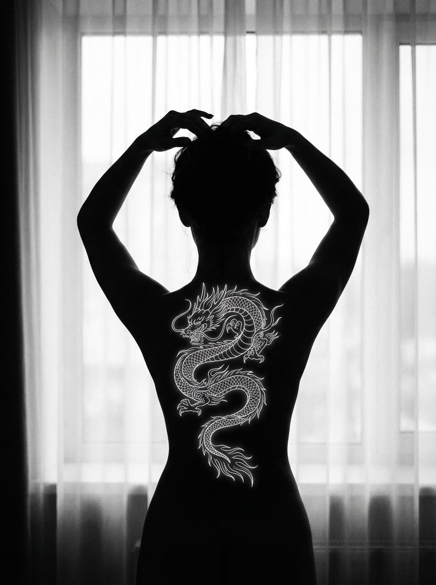 Silhouette Symphony: The Dragon's Embrace