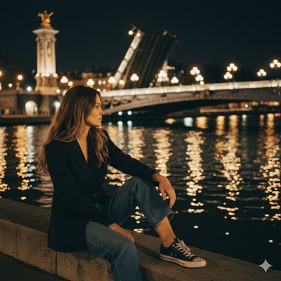 Elegant Night: A Vogue-Inspired Riverside Portrait