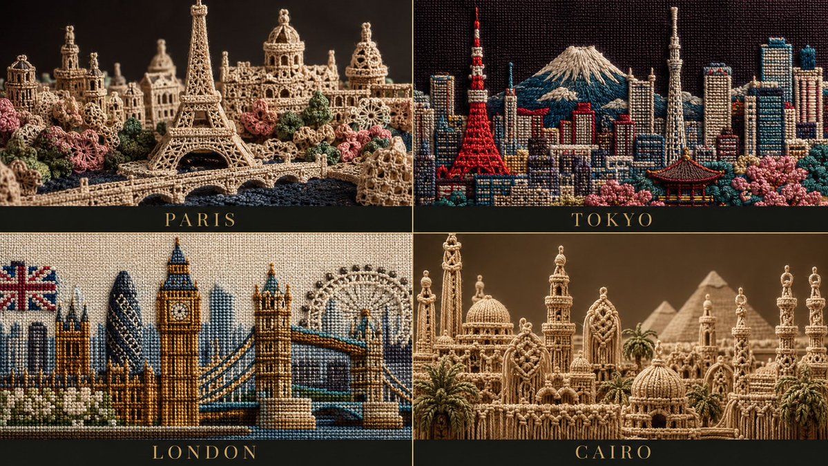 Textile Metropolis: Weaving Iconic Cityscapes