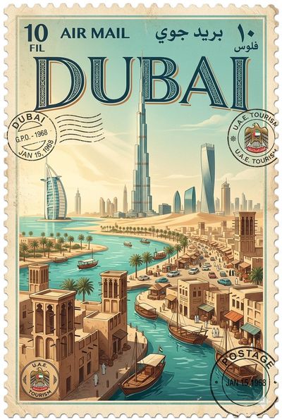 Nostalgic Voyage: Vintage Travel Stamp Art