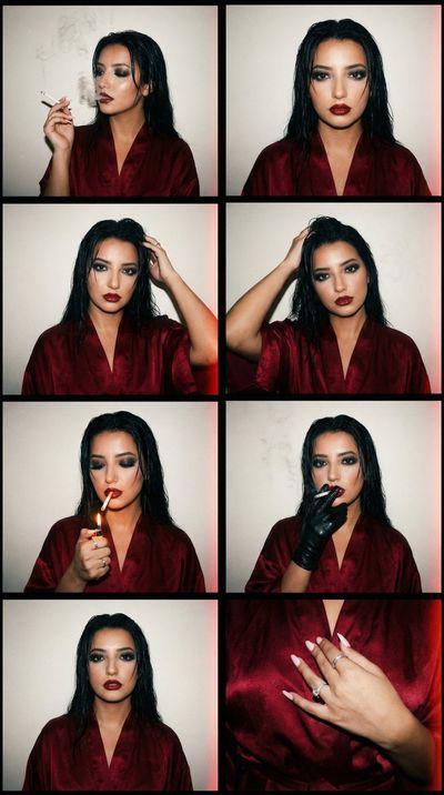 Smoky Red Halation: A Gritty 35mm Editorial Collage