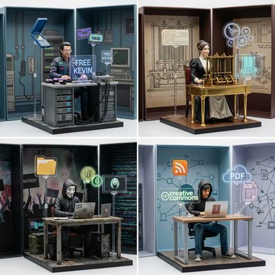 Grid of Iconic Hackers Captured with Futuristic Detail