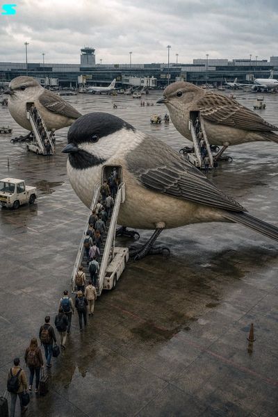 Surreal Flight: Giant Birds as Airliners