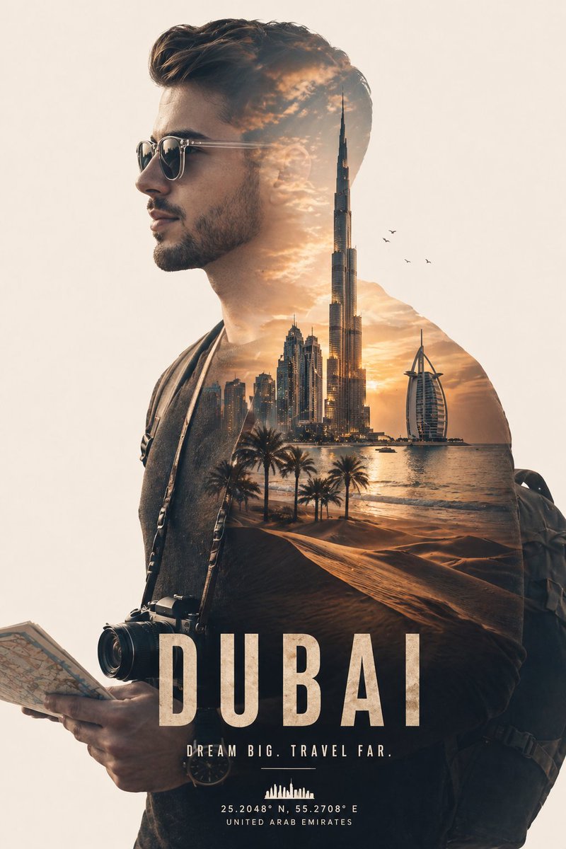 Traveler's Journey Through Dubai's Golden Hour