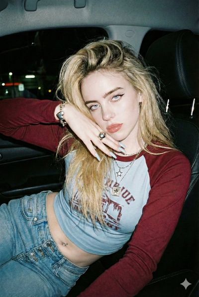 Chic Nighttime Vibes: Blonde Beauty in a Car