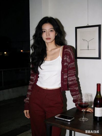 Elegant Asian Beauty in Cozy Nighttime Ambiance