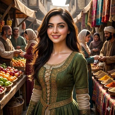 Vibrant Life in a Medieval Market