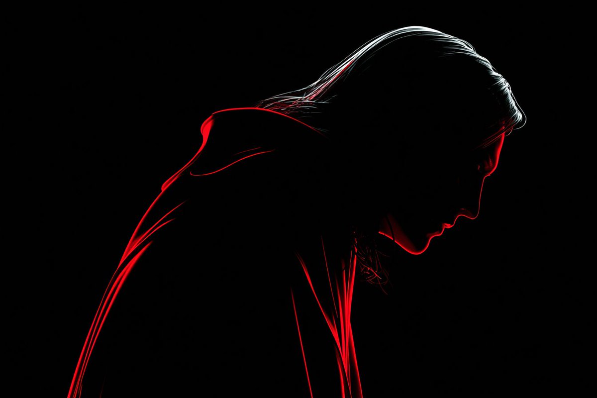 A neon witch silhouette glows with bright pink and blue edges against darkness