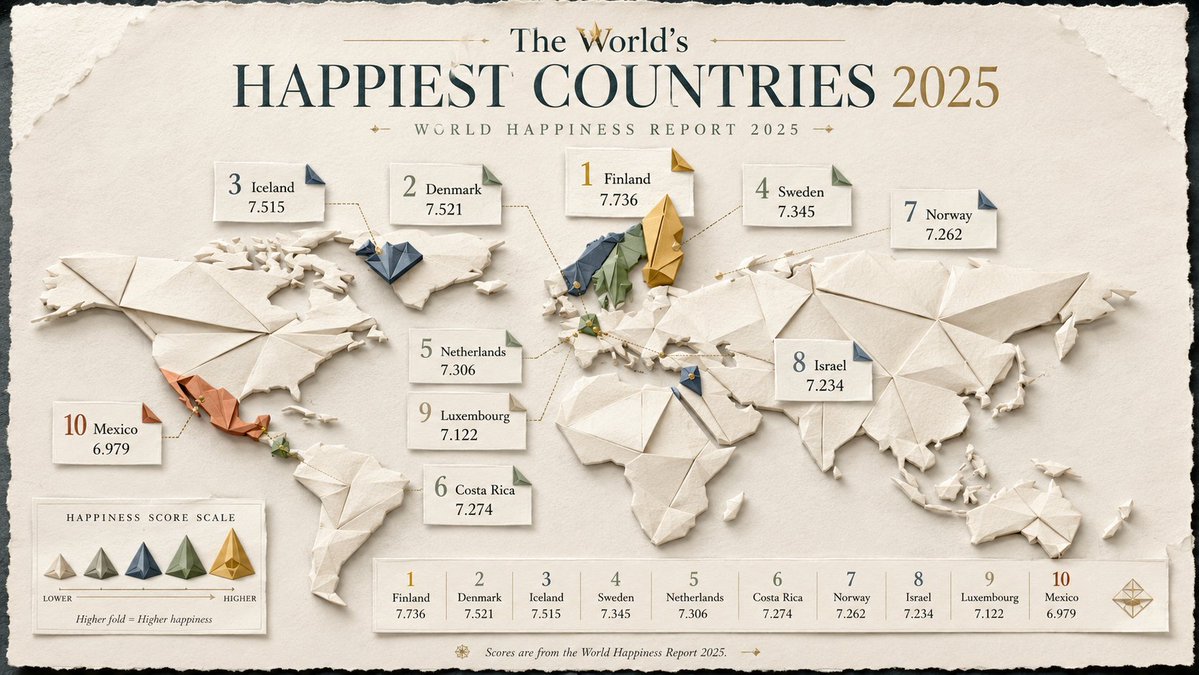 Layered origami map reveals nations with fastest internet speeds