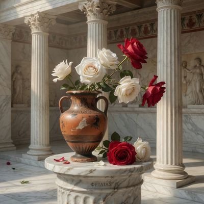 Timeless Elegance: Roses in Ancient Harmony