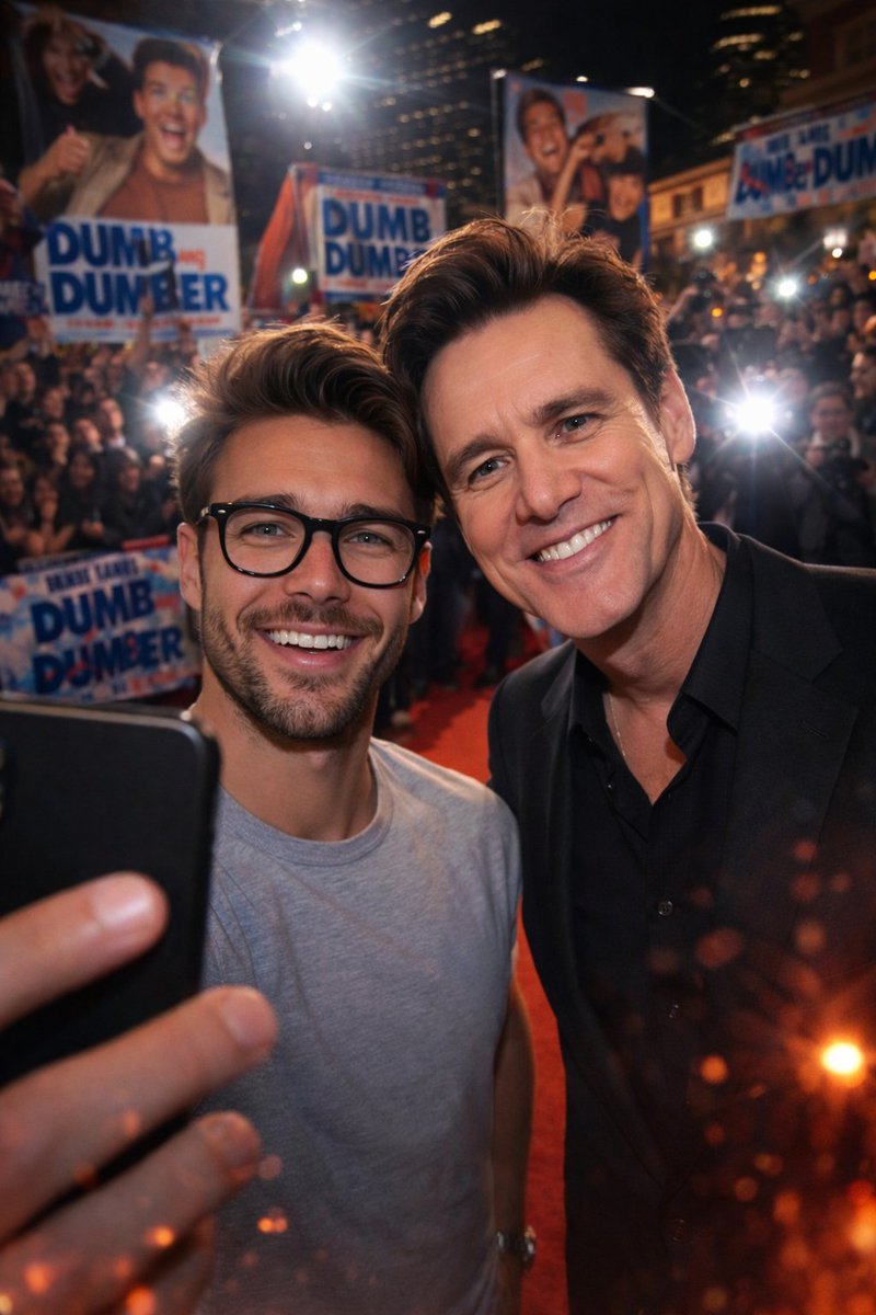 Iconic Selfie Moment at Dumb and Dumber Premiere with Jim Carrey