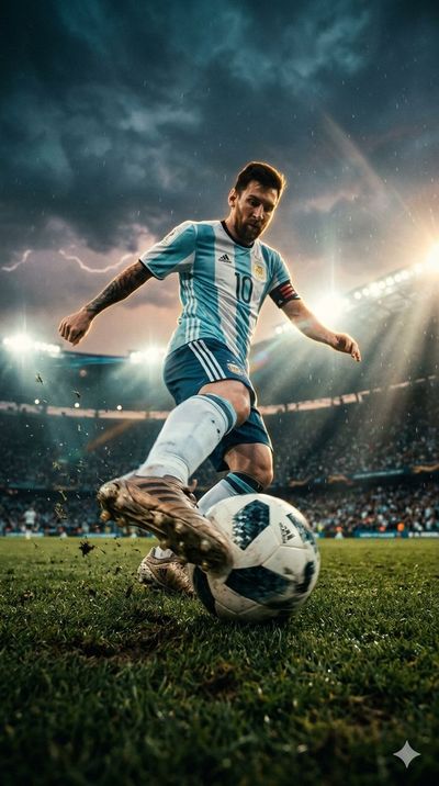 Messi's Explosive Strike Captured in Hyper-Realistic Detail