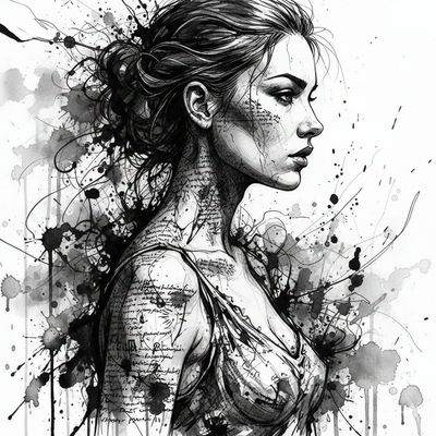 Monochrome Majesty: A Bold Ink-Wash Portrait