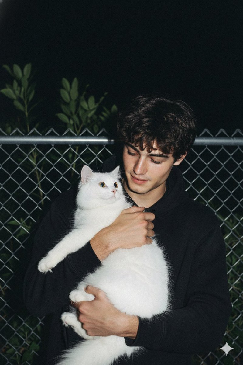 Heartfelt Night: Man and Cat Connection