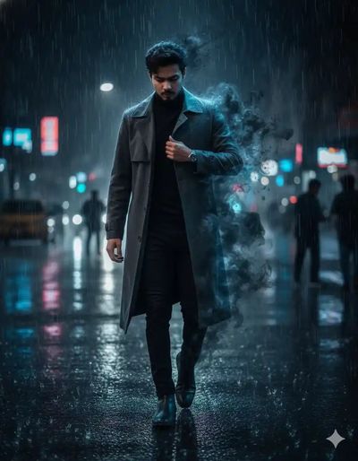 Fragmented Motion: Man Dissolving into Smoke