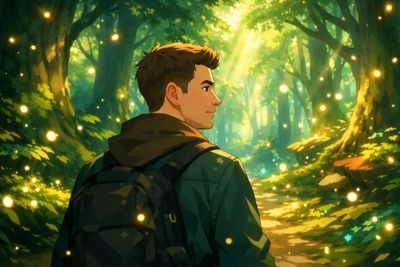 Whimsical Journey Through a Glowing Fantasy Forest