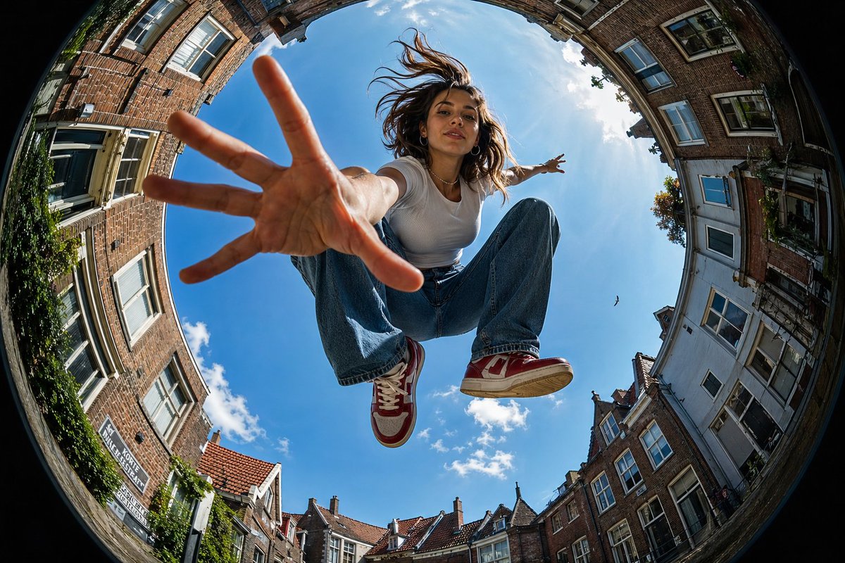 Ultra-Wide Fisheye Urban Sky Perspective Shot