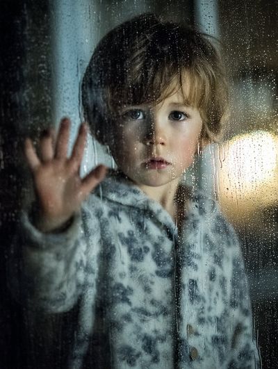 Silent Longing by a Rain-Streaked Window