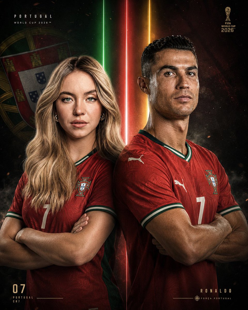 Two elite athletes stand back-to-back in Portugal's national jersey