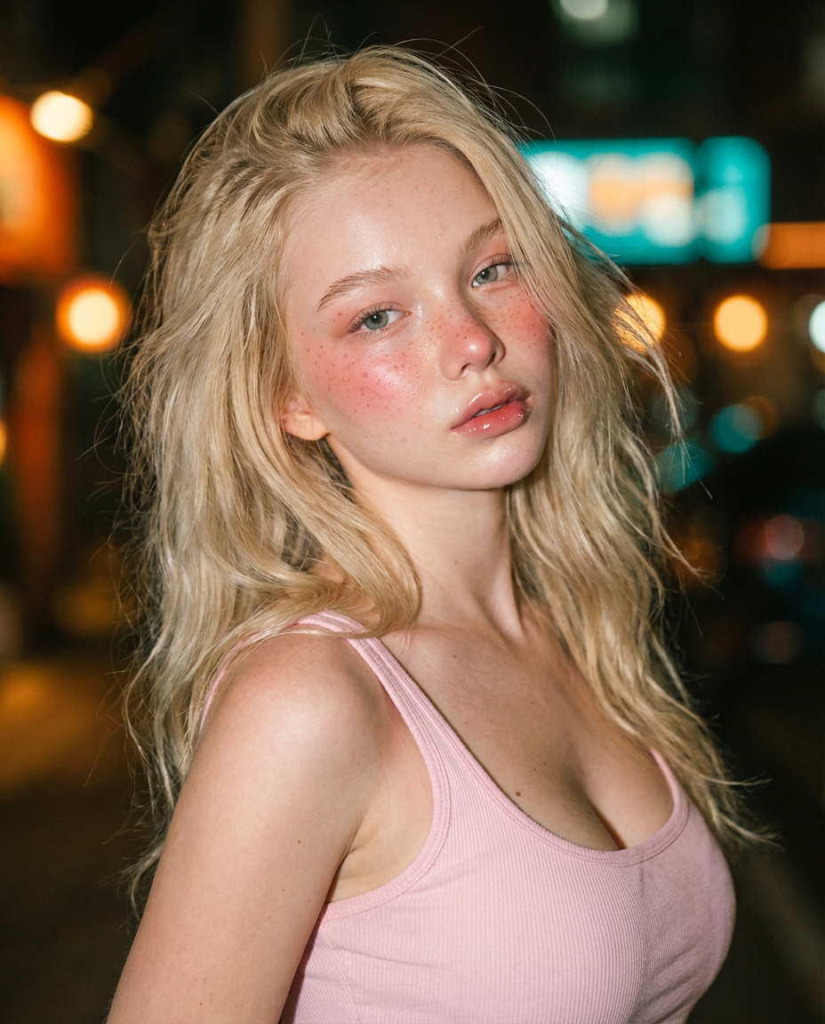 Urban Night Portrait with Soft Glam and Neon Glow