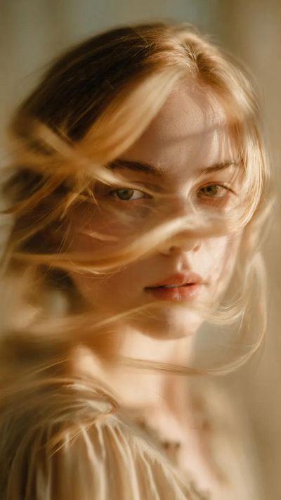 Ethereal Motion: A Dreamlike Golden Portrait
