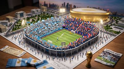 Miniature stadium map erupts with fans for a championship match