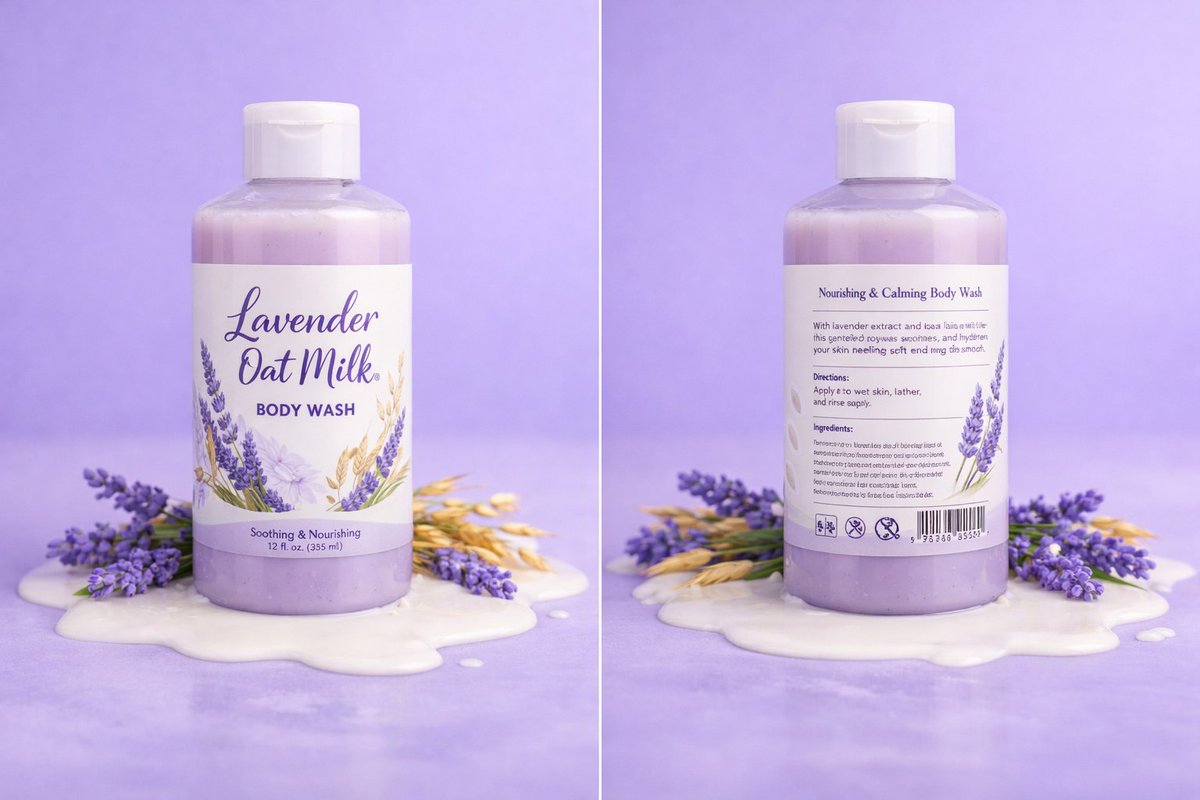 Lavender Oat Milk Body Wash: A Luxe Visual Experience