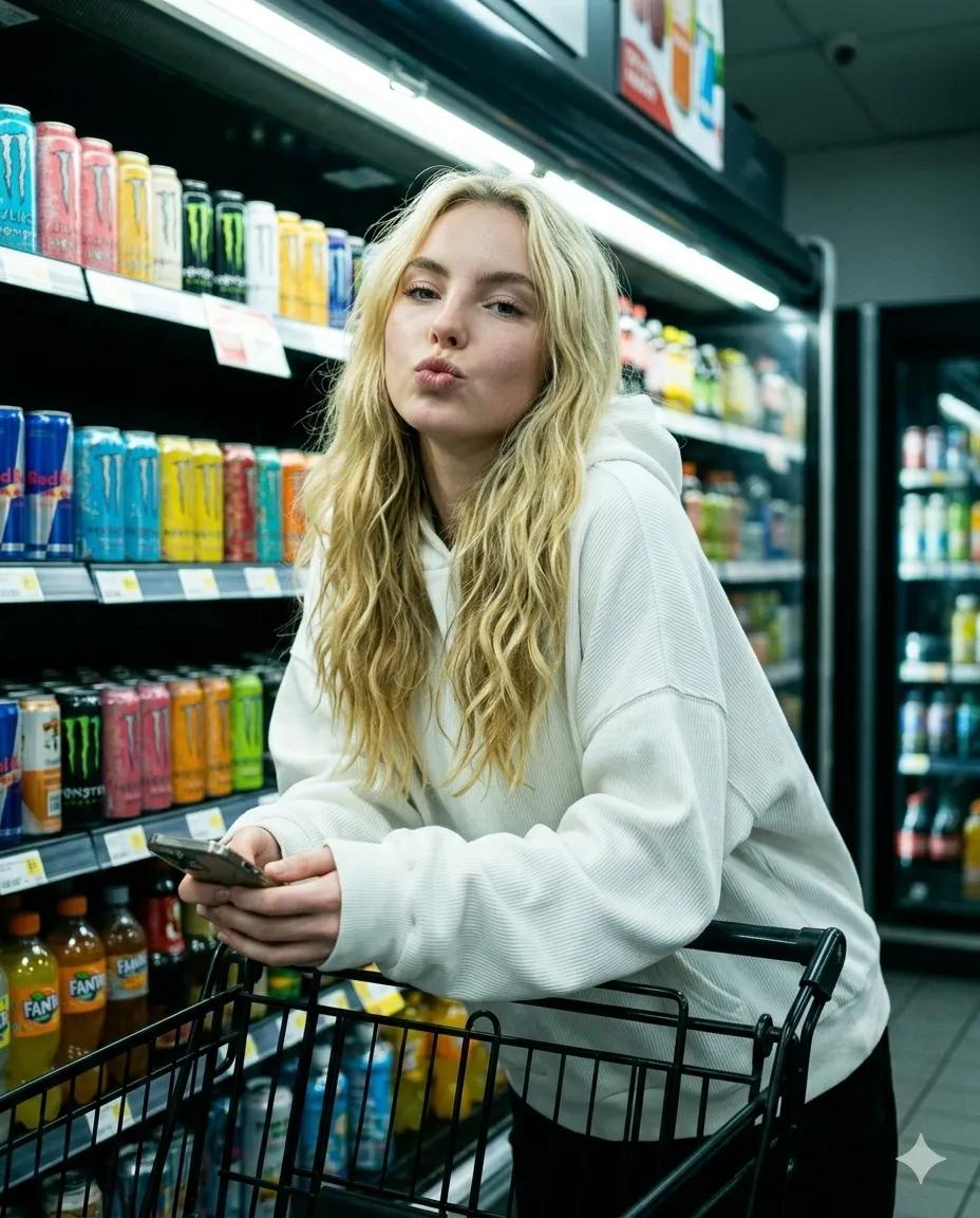 Casual Joy in a Convenience Store Aisle
